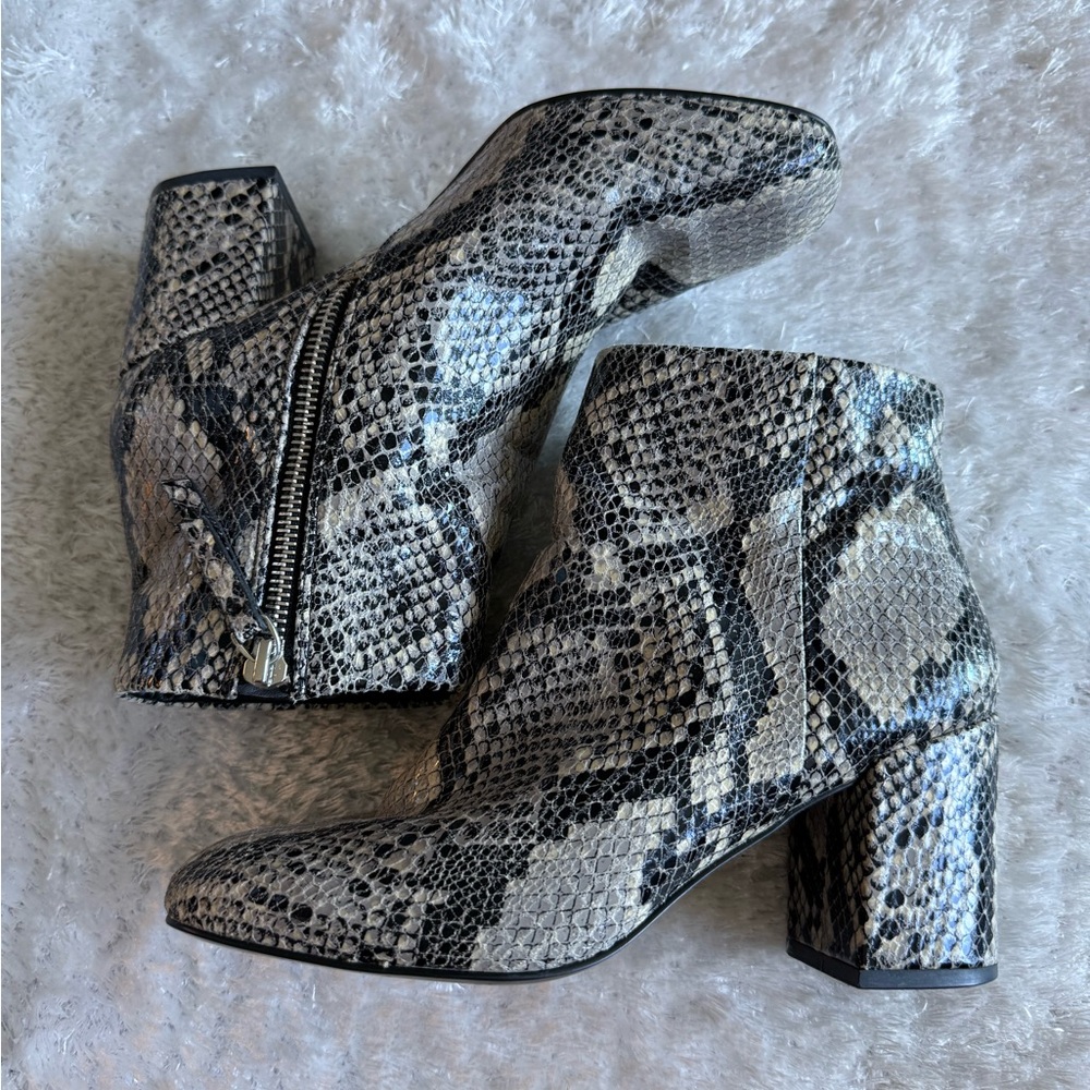 Aldo Snake Pattern Ankle Boots with Chunky Heel